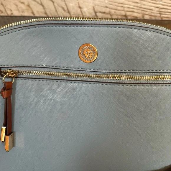 Anne Klein Blue Crossbody Bag Gold Strap Lion - Picture 6 of 9